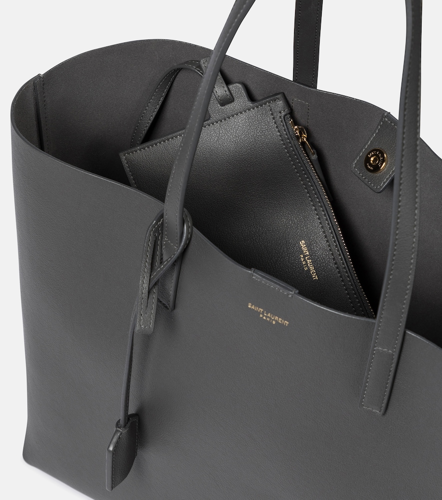 Shopping E/W leather tote
