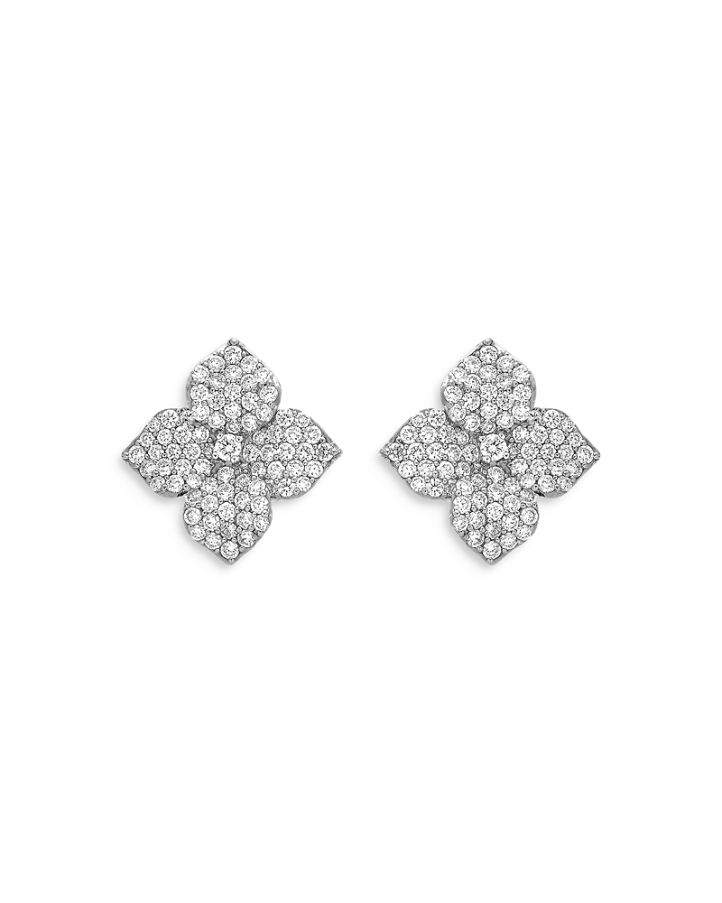 18K White Gold Fiore Diamond Pave Flower Large Stud Earrings