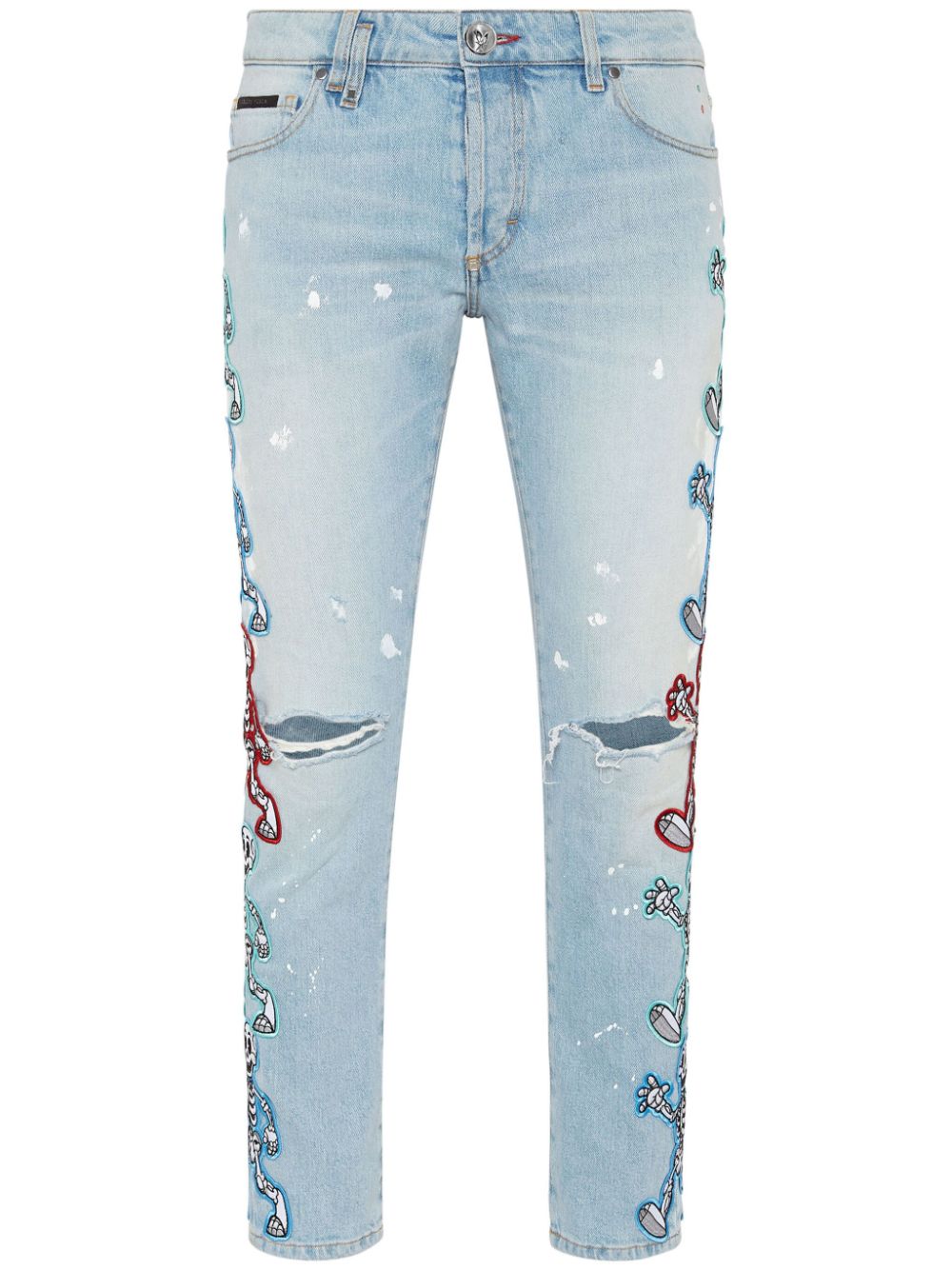 Skully Gang low-rise skinny jeans - White