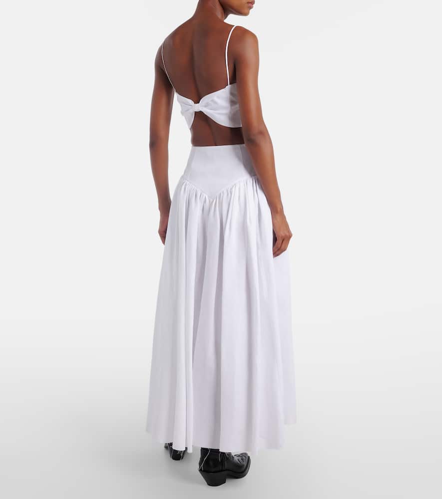 Juniper gathered linen midi skirt