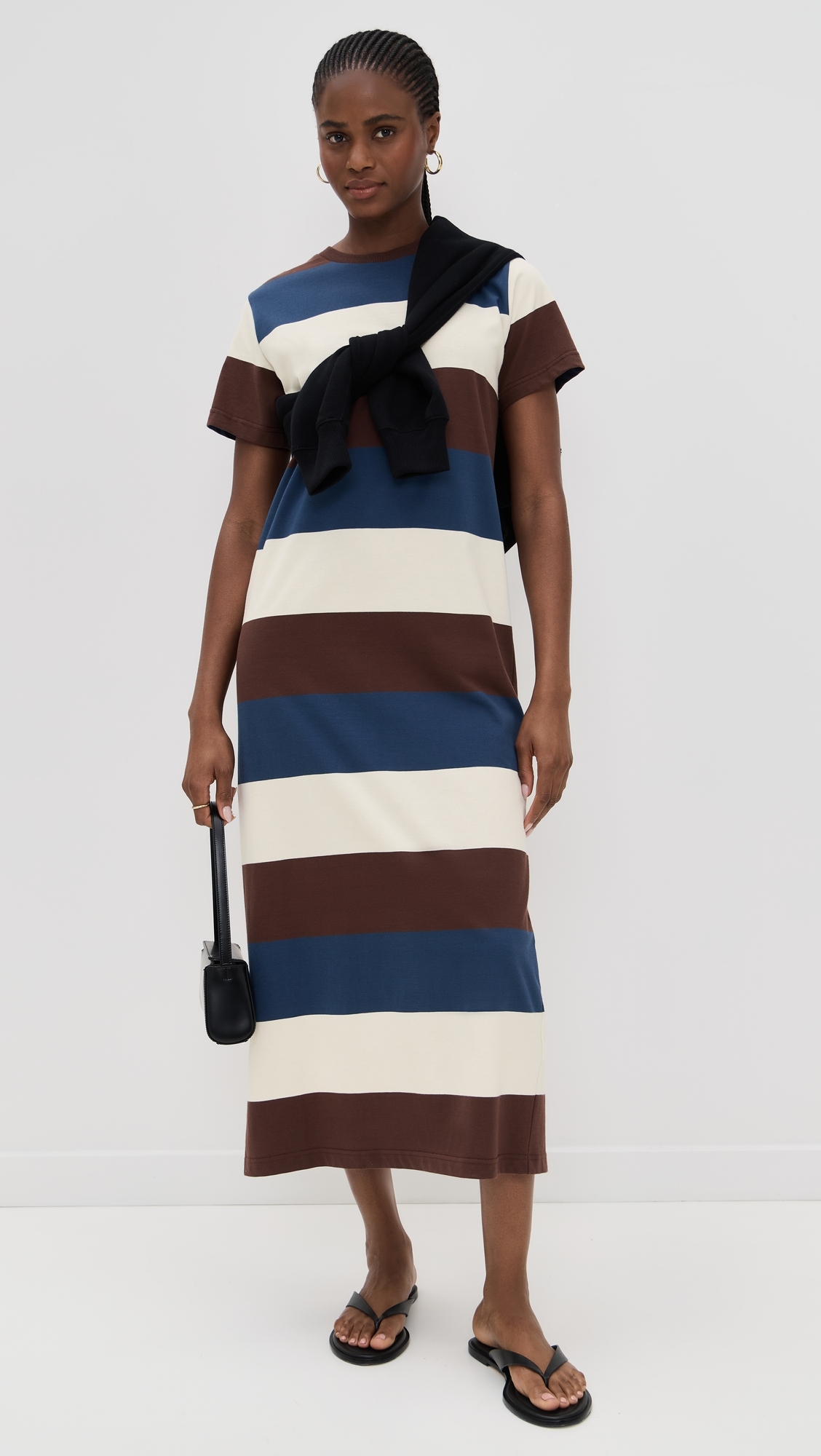 Grace Midi Dress Chocolate/Blue/Ivory