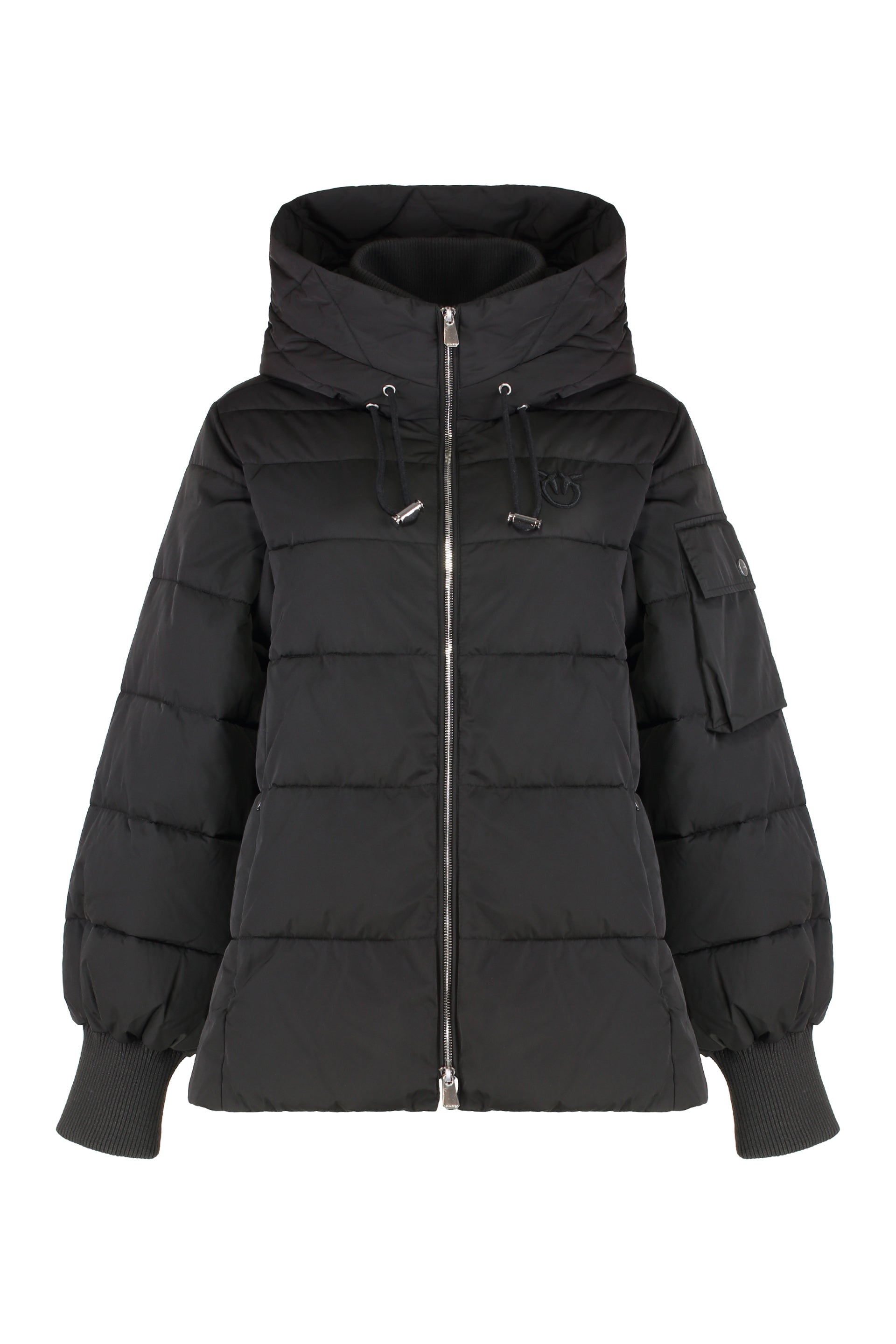 Hooded Short Padded Down Jacket with Adjustable Drawstring Hem