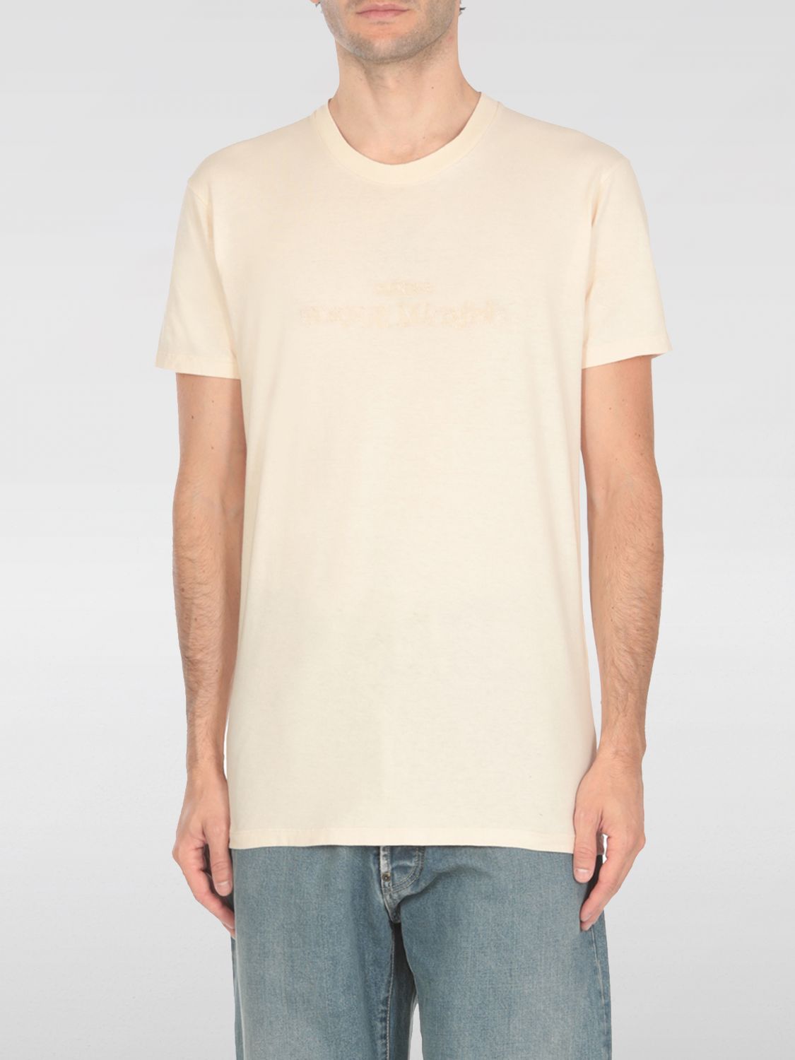 Logo-embroidered cotton T-shirt - Neutrals