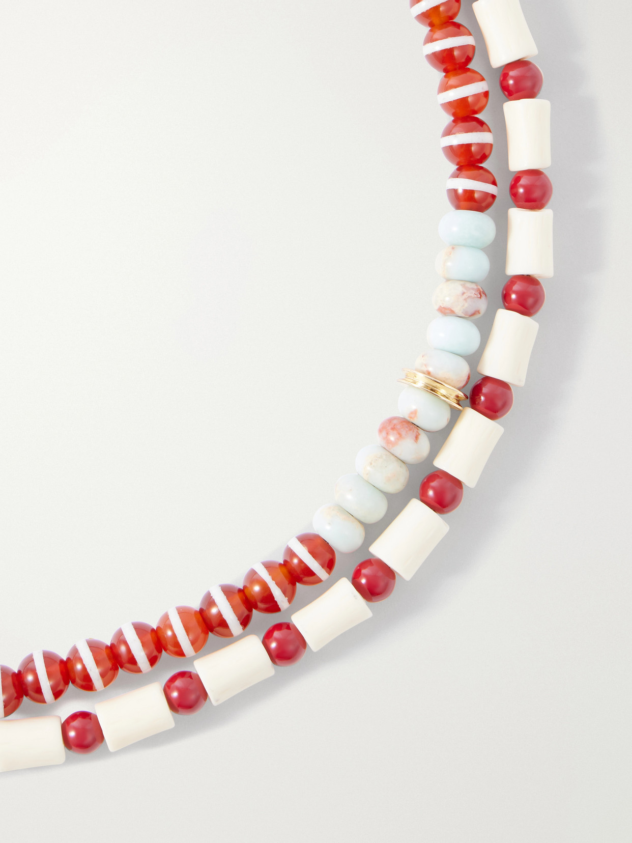 Paprika Set Of Two Beaded Necklaces - Red