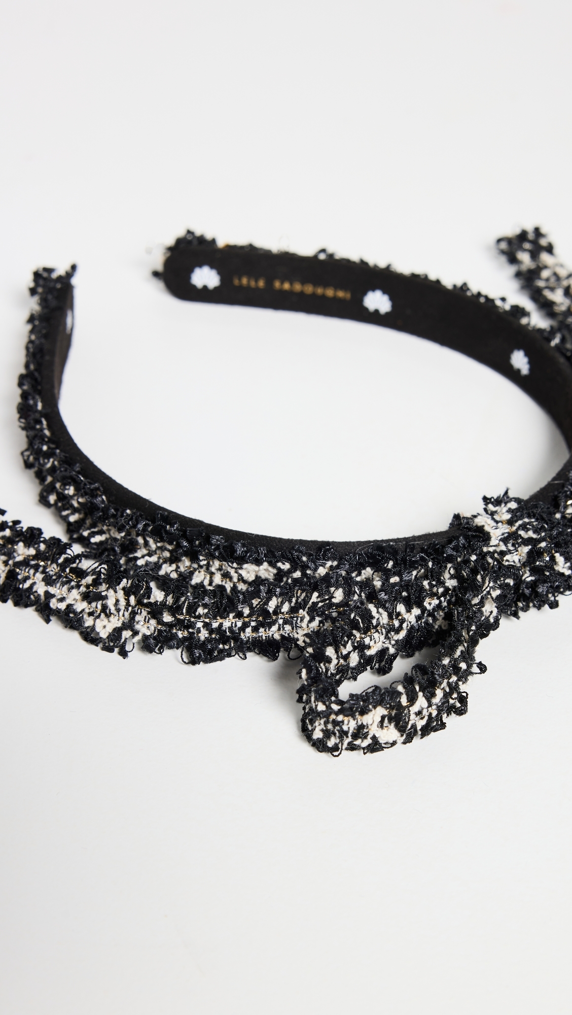 Tweed Bardot Ribbon Slim Headband Jet One Size