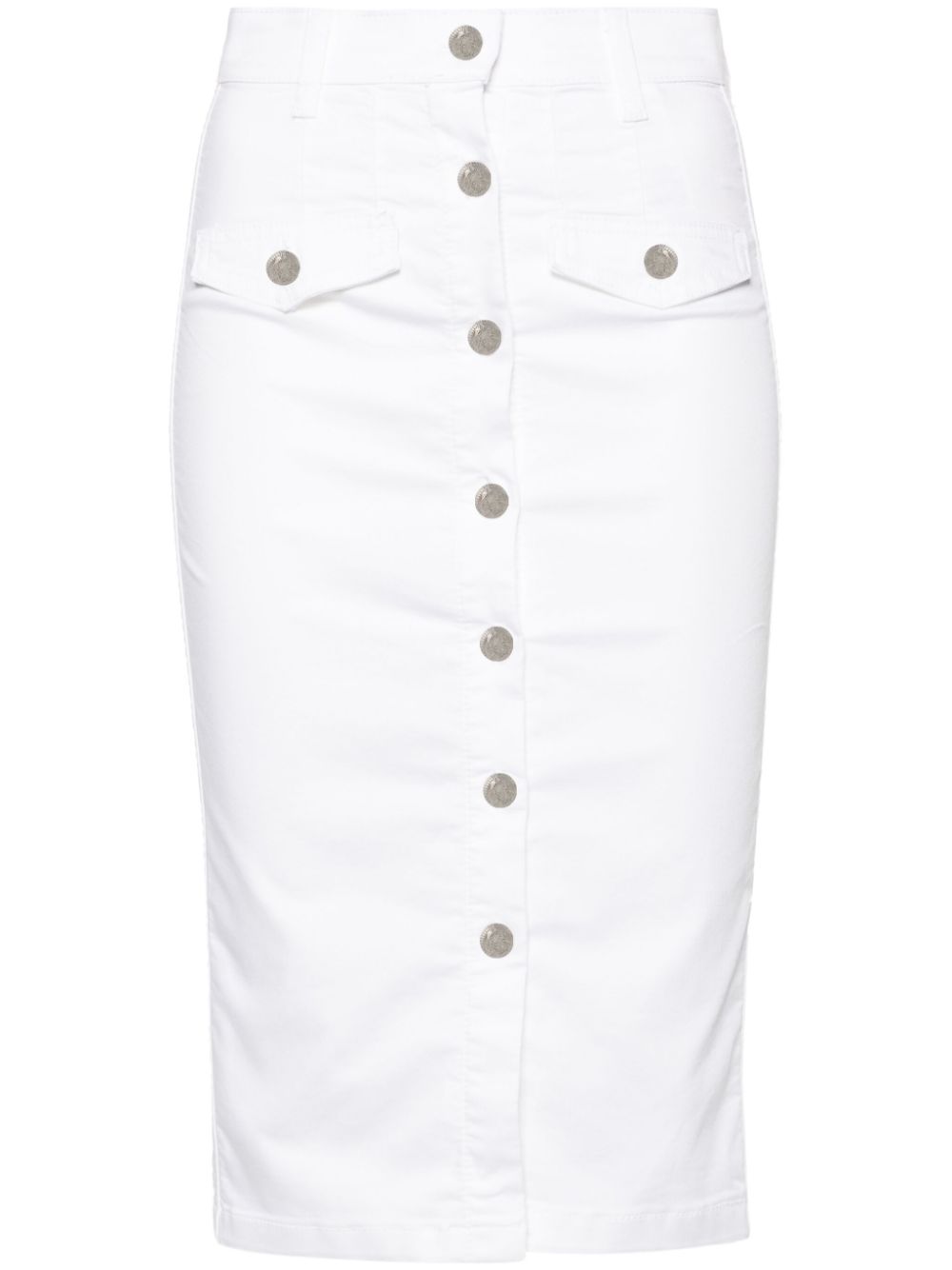 Buttoned twill skirt - White