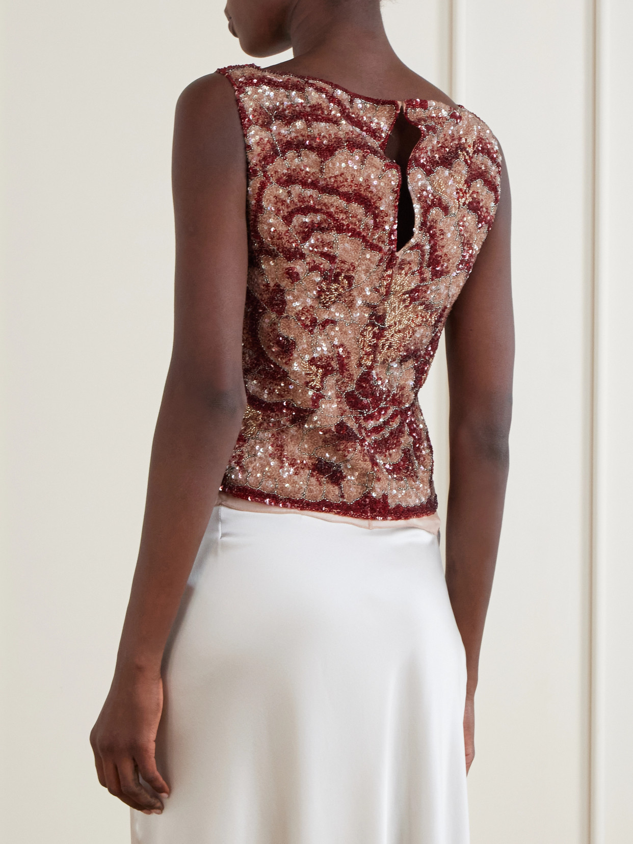 Sequin-embellished Blouse - Red