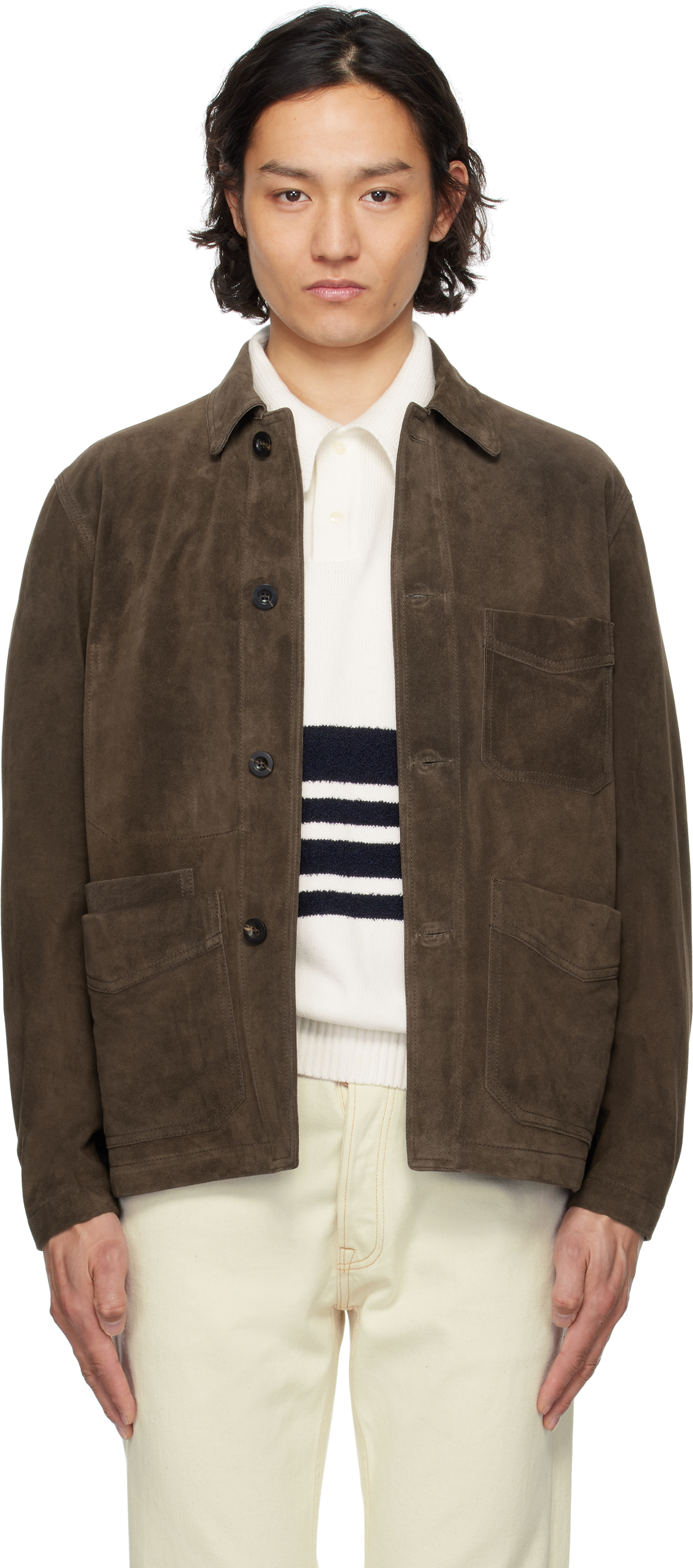 Drake's Brown Heavyweight Five-Pocket Suede Chore Jacket