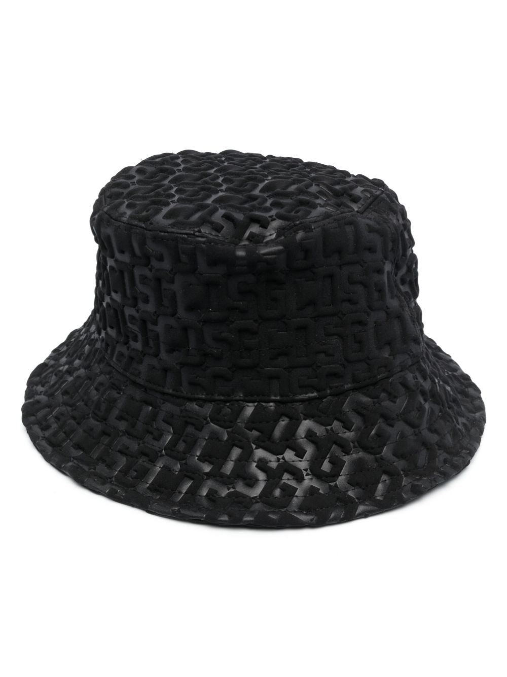 Embossed-monogram drawstring bucket hat - Black