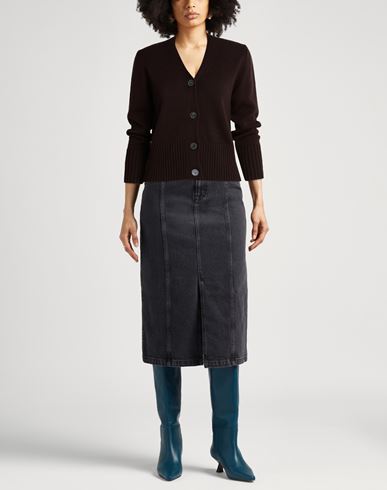 Woman Cardigan Dark brown Size 2 Merino Wool