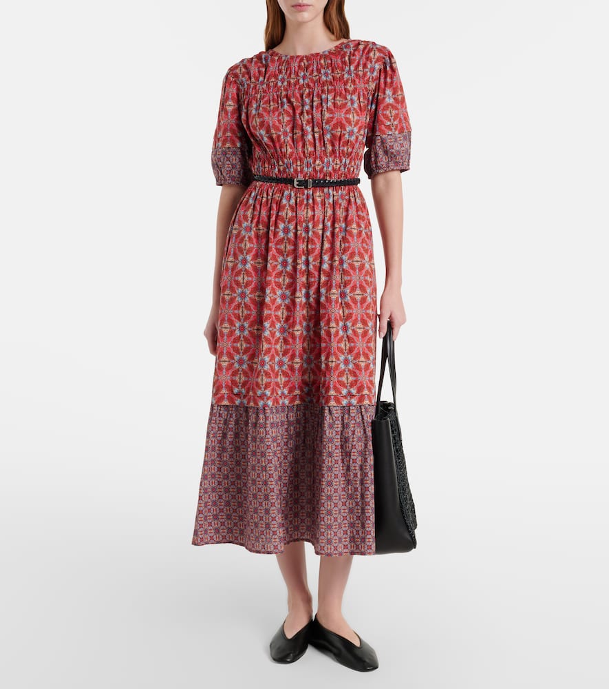 Maela printed cotton midi dress