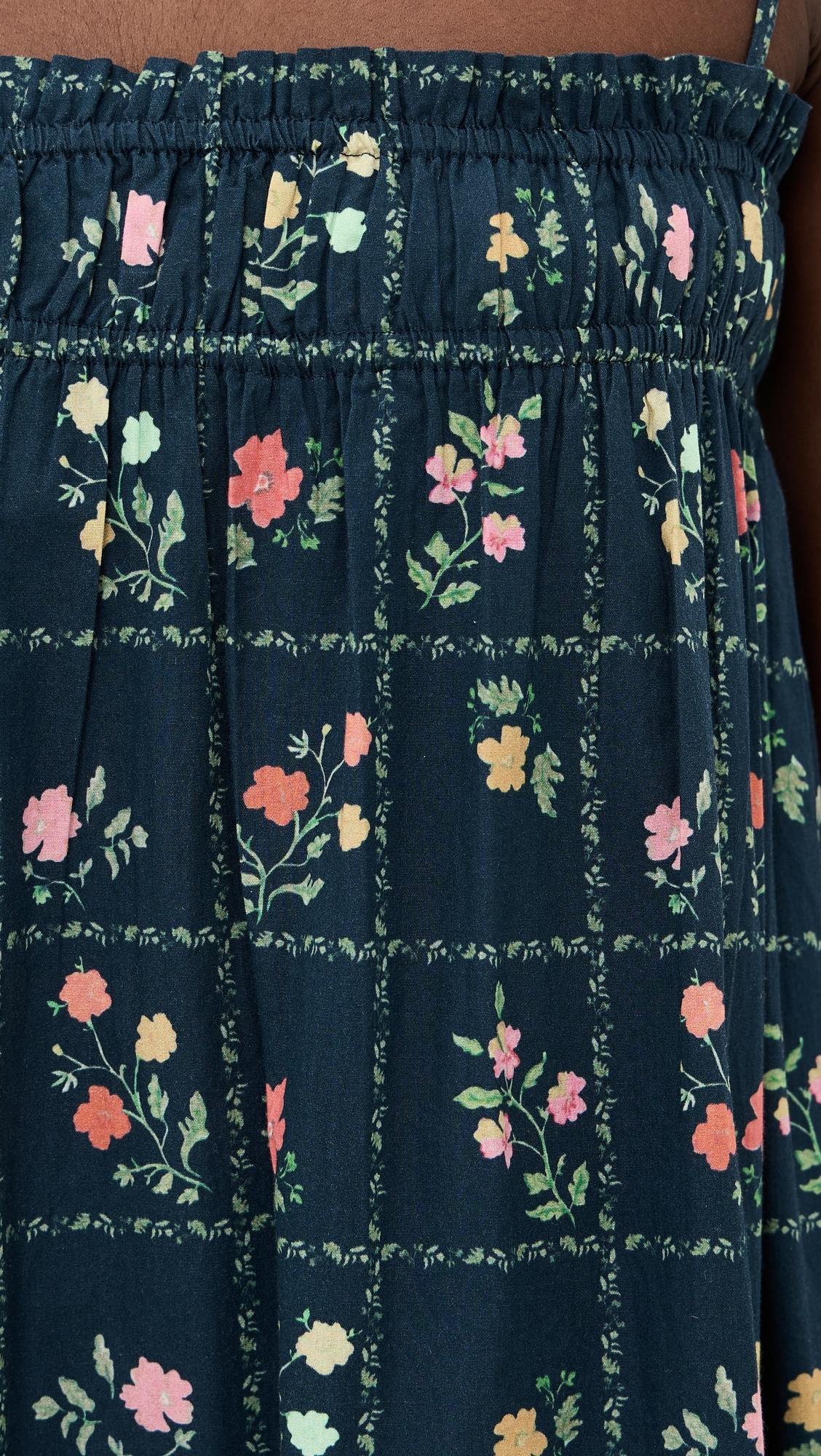 Sammy Dress Navy Floral Grid
