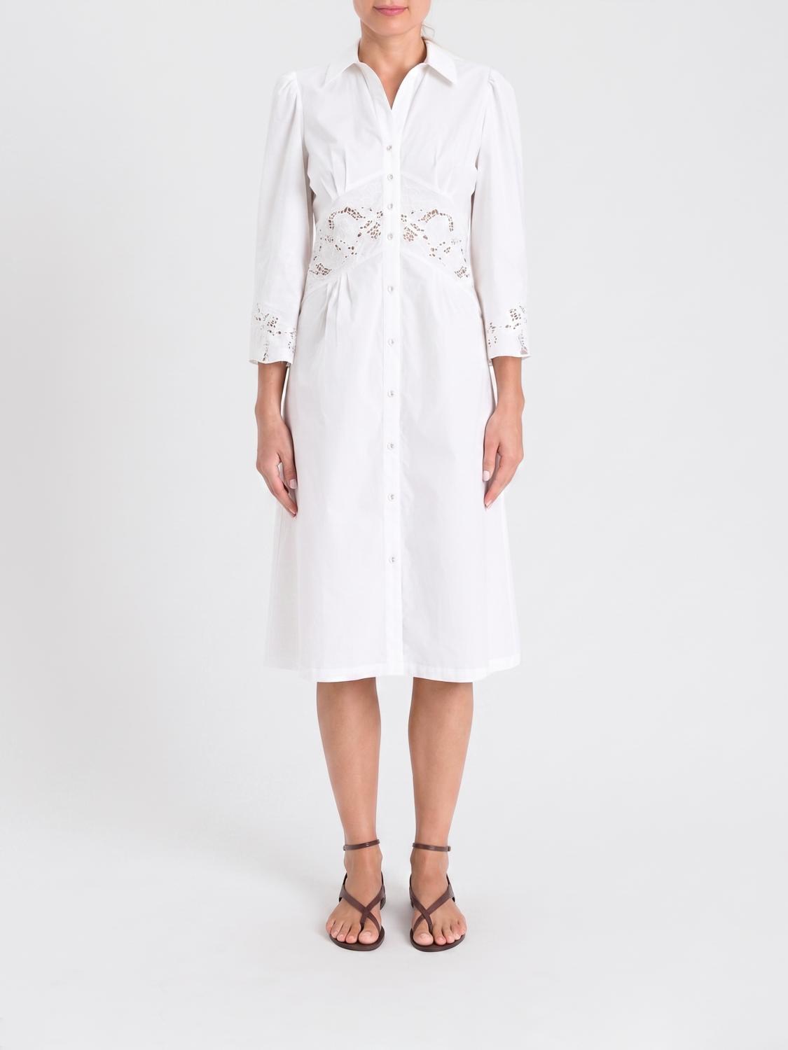 Cotton Chemisier Dress With Macramé Inserts