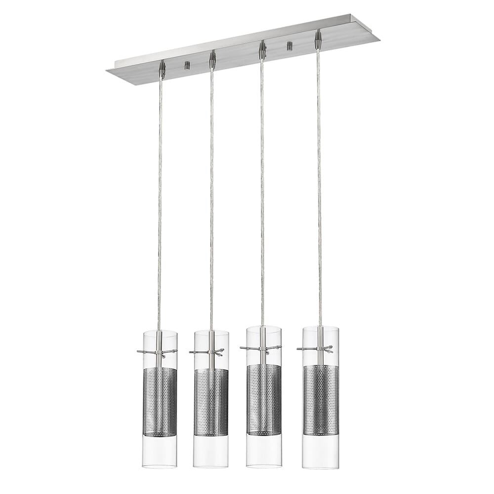 Brushed Nickel Four Light Pendant from the Scope Collection