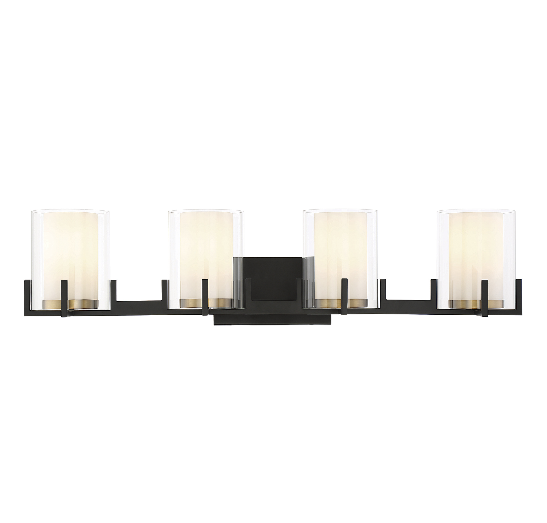 Eaton 4-Light Bathroom Vanity Light in Matte Black with Warm Brass Accent
