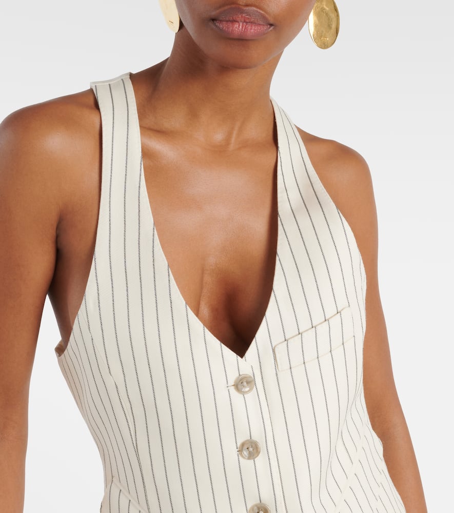 Pinstripe wool and silk-blend vest