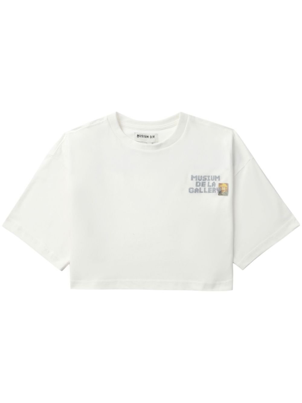 Logo-embroidered cropped T-shirt - White