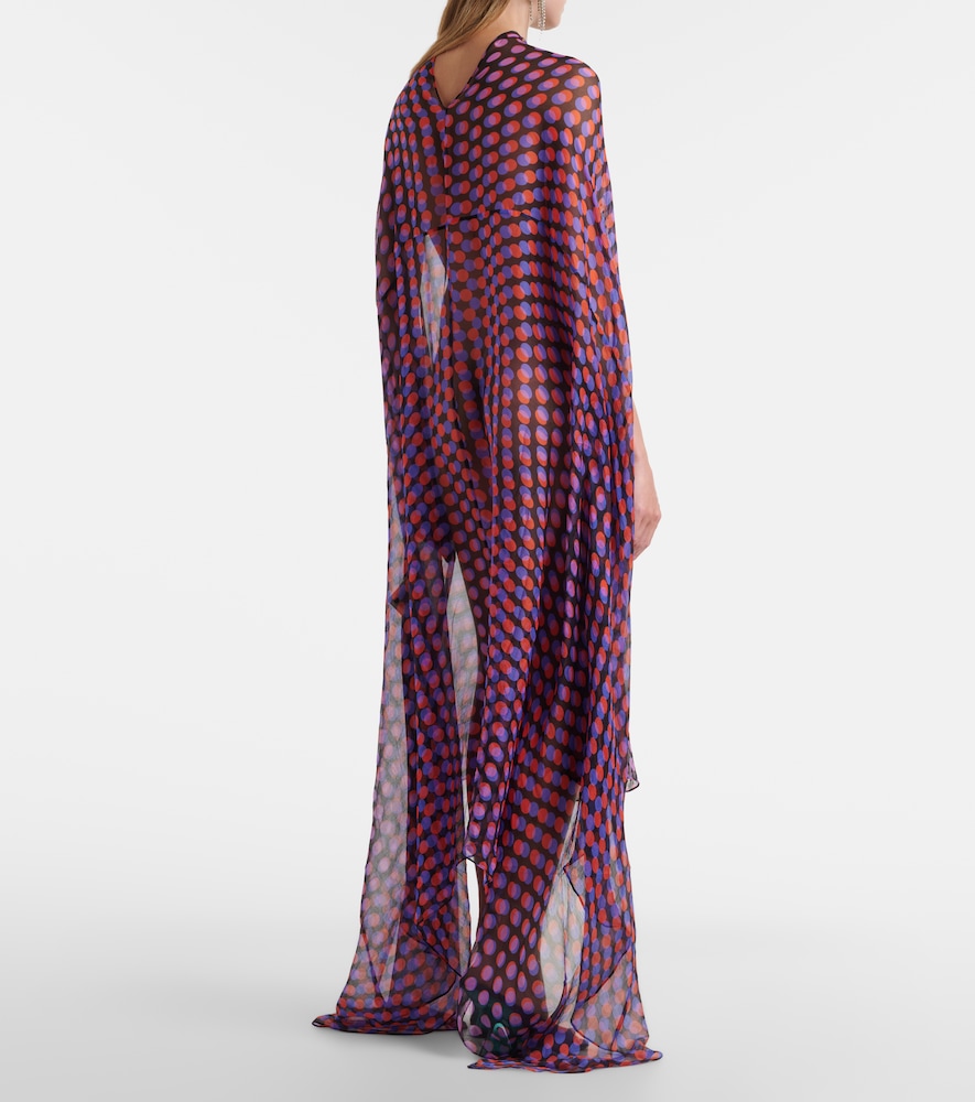 Polka-dot silk satin minidress