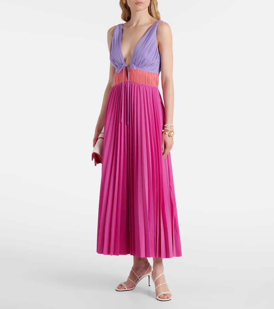 Stephanie pleated poplin midi dress