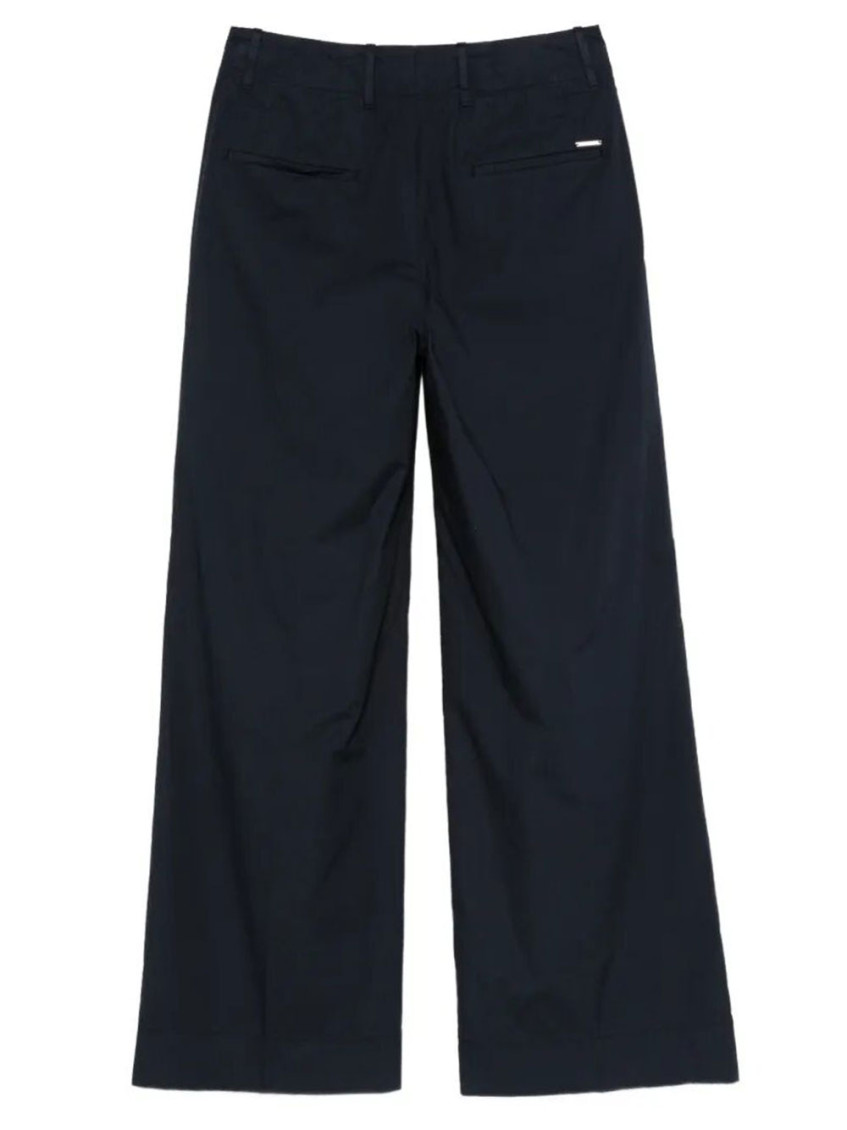 Blue Wide Leg Cotton Trouser