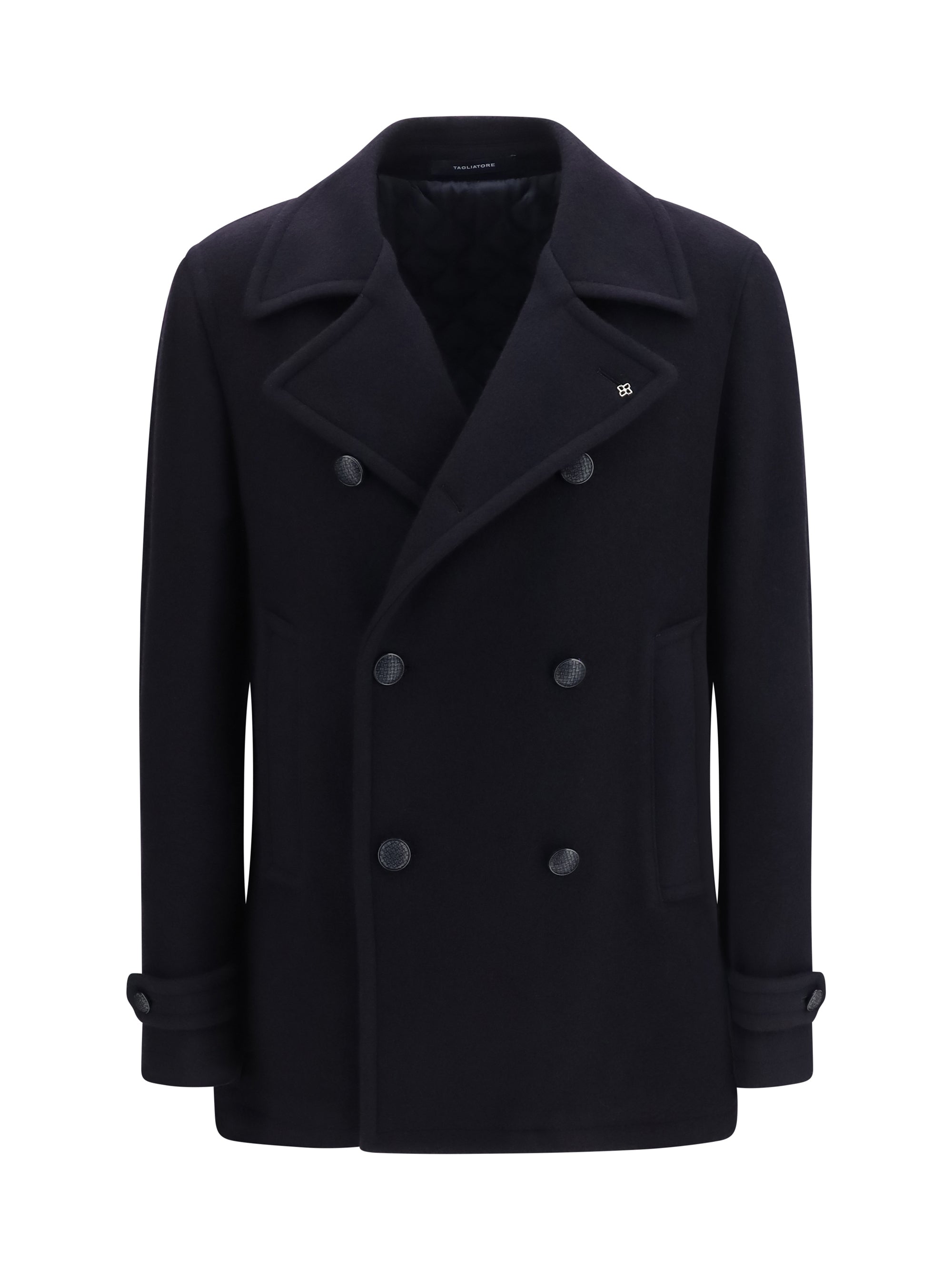 Double-Breasted Wool Caban Coat — Black