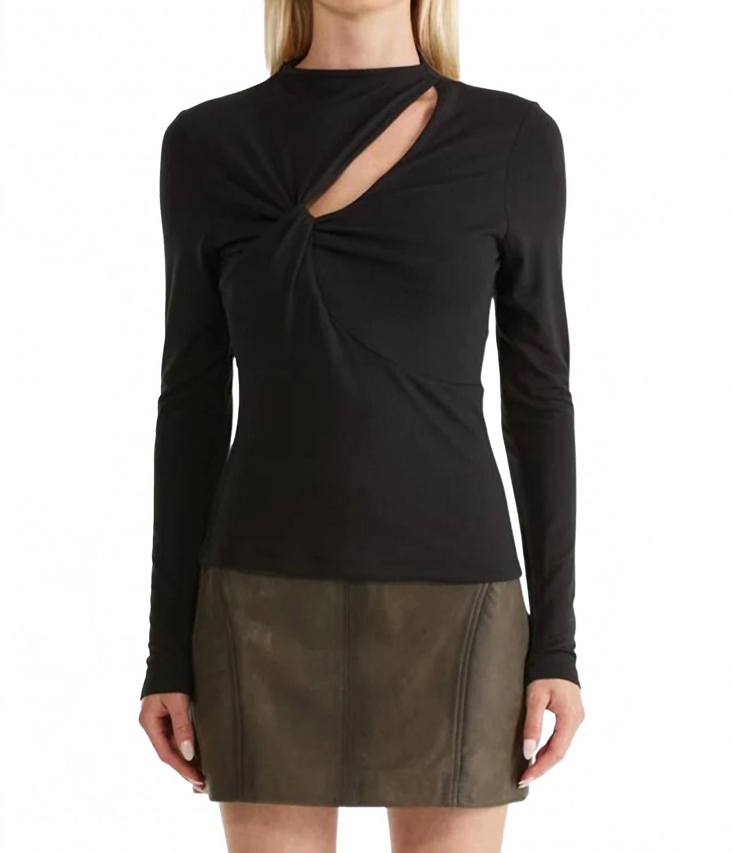 Angel Twist Long Sleeve Top In Black