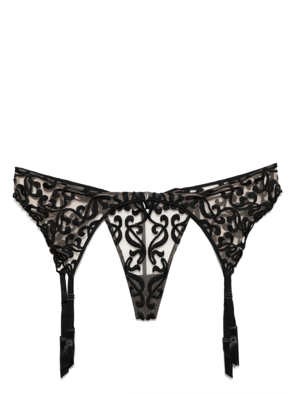 Graphic embroidery thong - Black