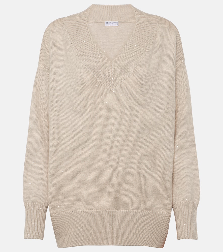 Embellished cashmere and silk sweater