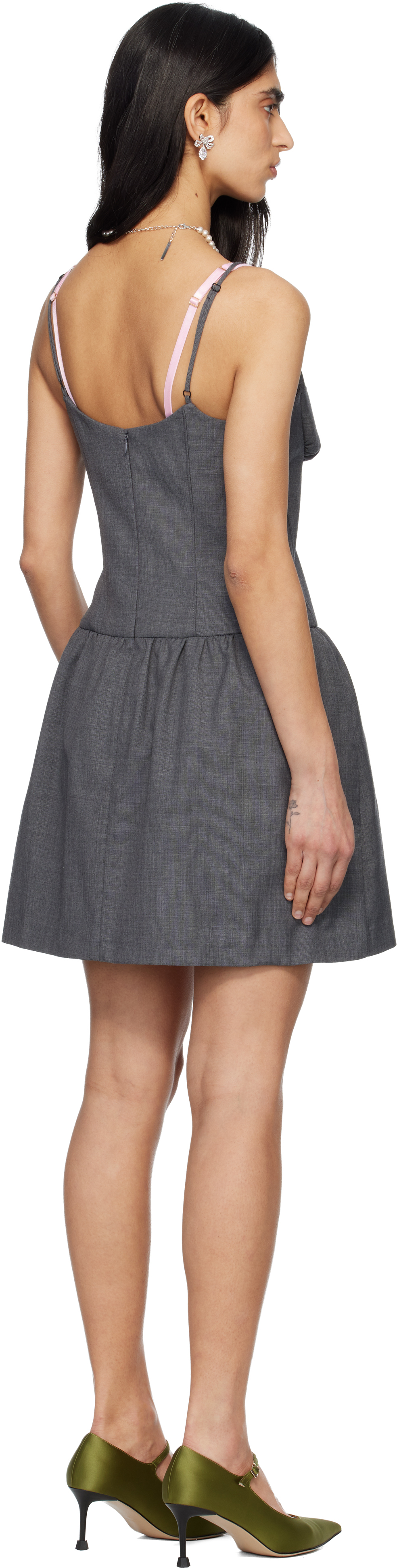Gray Tuck Detail Bustier Slip Minidress