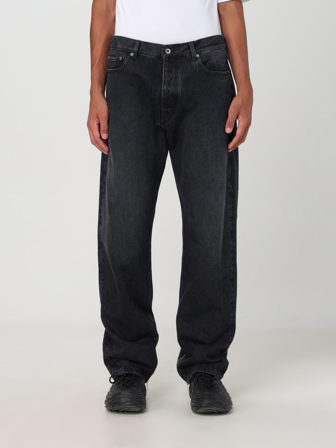 Zip-detail straigh-leg jeans - Black
