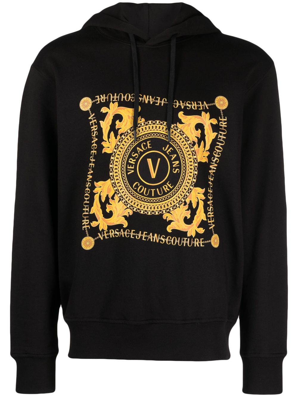 Logo-print cotton hoodie - Black
