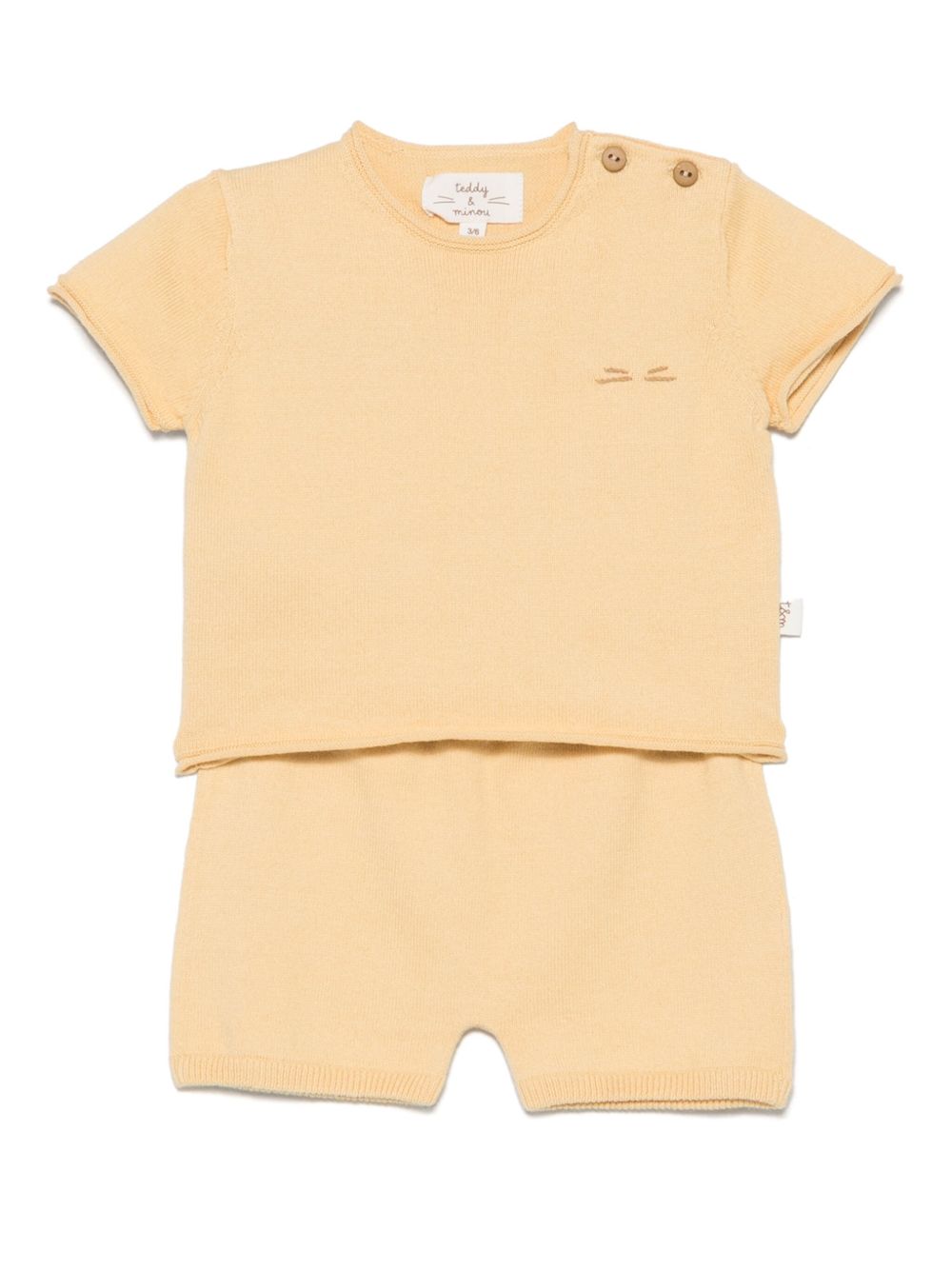 TEDDY & MINOU logo-embroidered shorts set - Yellow