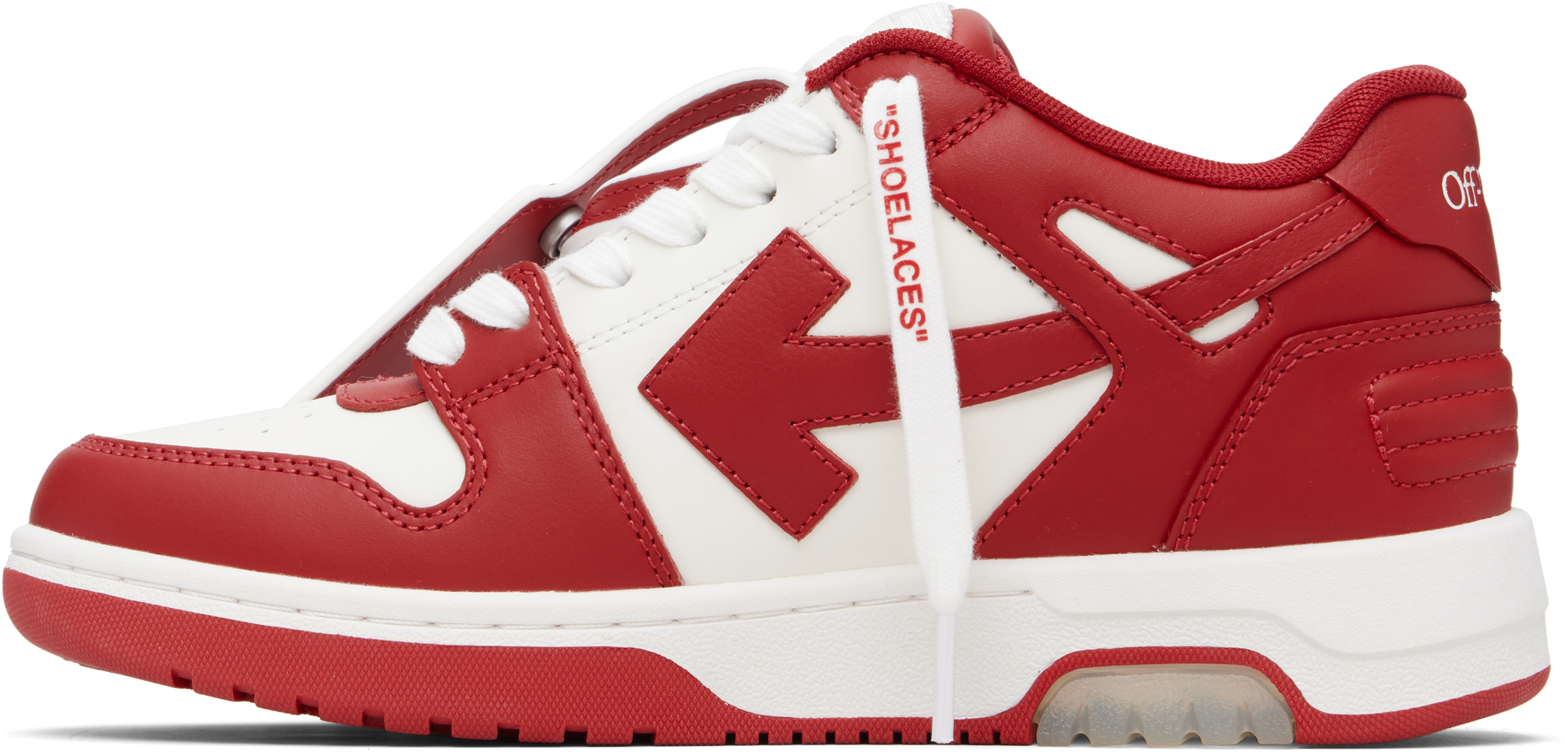 Red & White 'Out Of Office' Calf Leather Sneakers
