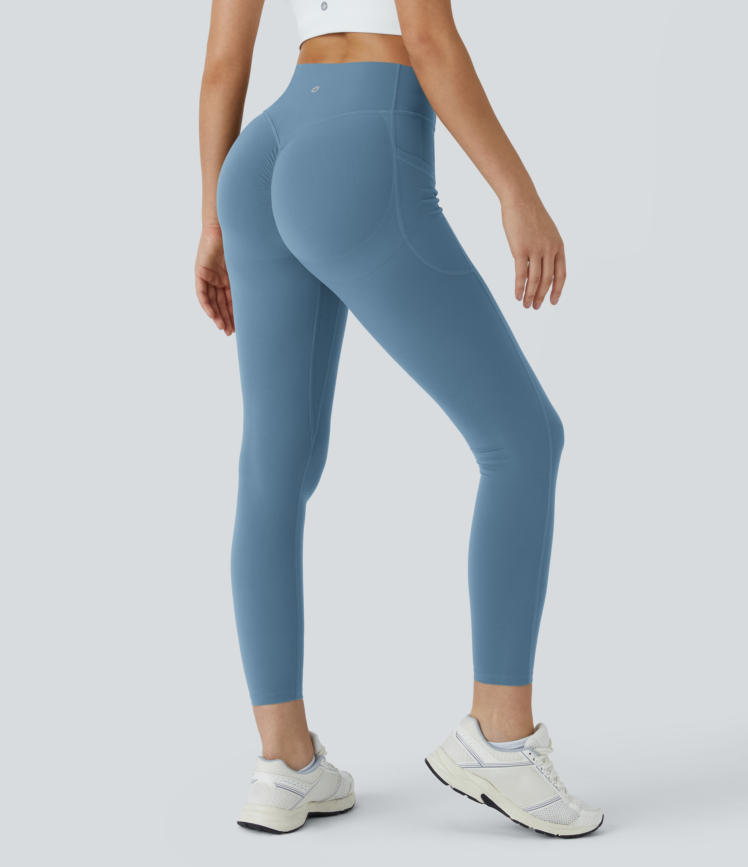 UltraSculpt™ SoCinched High Waisted Scrunch Butt Lifting Tummy Control Pocket Shaping Training Leggings  - Whale Blue