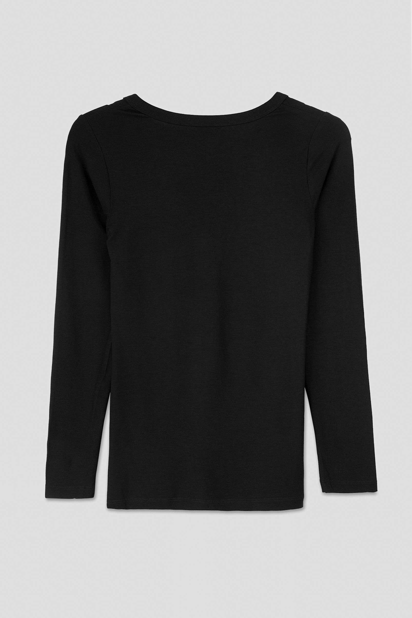 Enorsia Essential Viscose Long Sleeve Henley T-Shirt In Black
