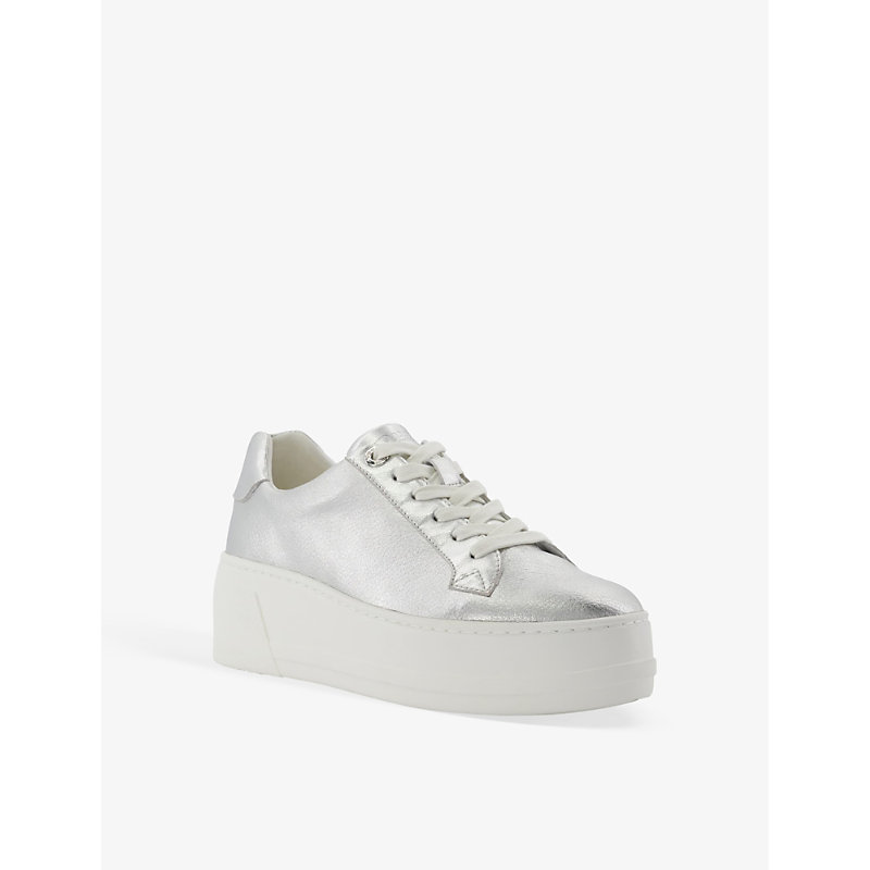 Womens Silver-leather Episode Logo-embellished Metallic-leather Low-top Trainers
