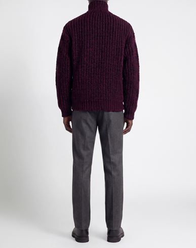 Man Cardigan Plum Size L Virgin Wool, Polyamide