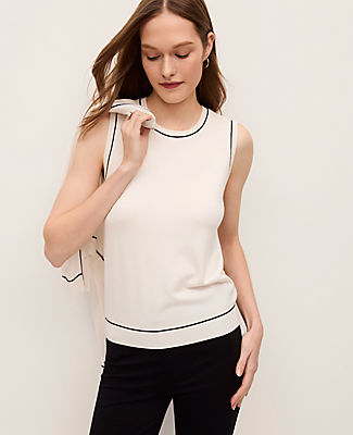 Ann Taylor Tipped Sweater Shell Top