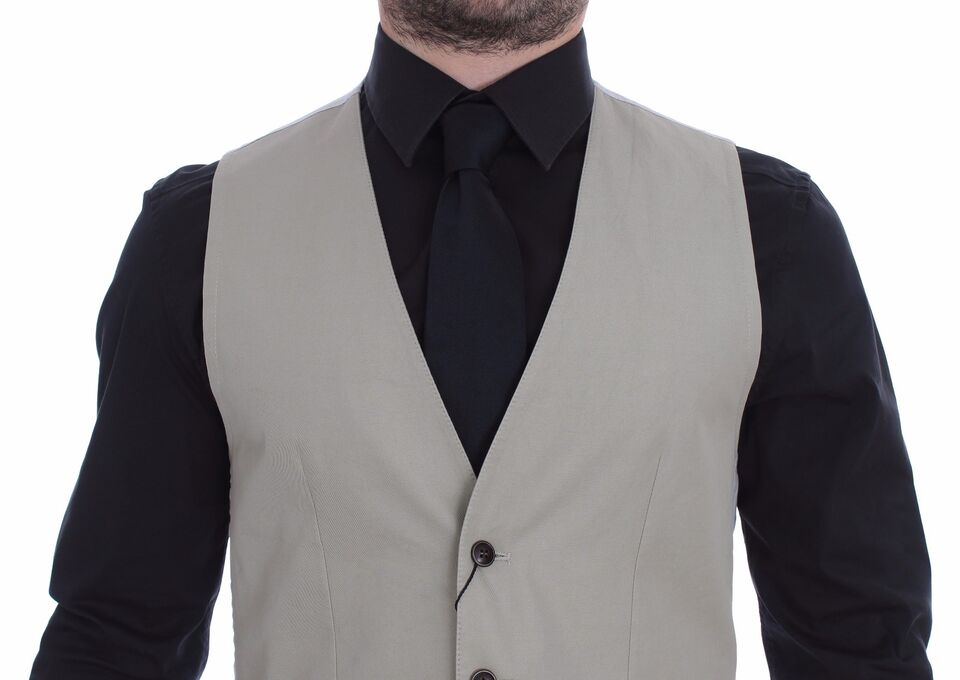 Silk Blend Dress Vest — Beige