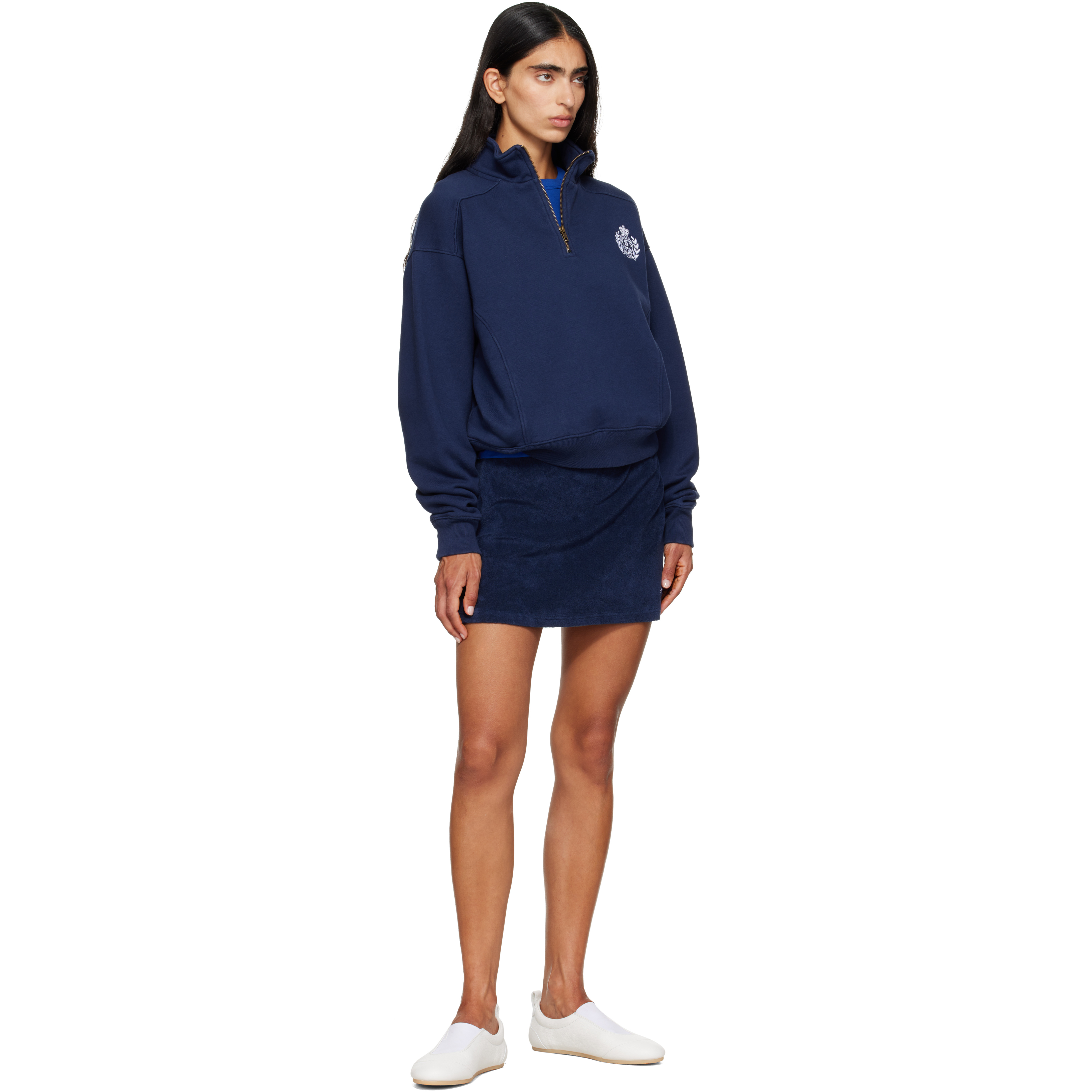 Navy Signature Logo Terry Miniskirt