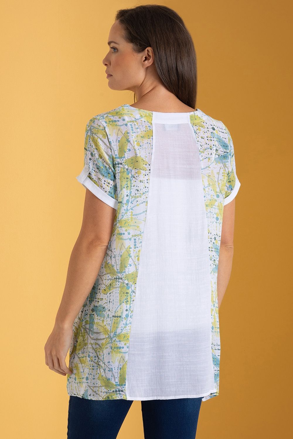 Klass. Women's Splatter Print & Plain Tunic Top in White | : Sma