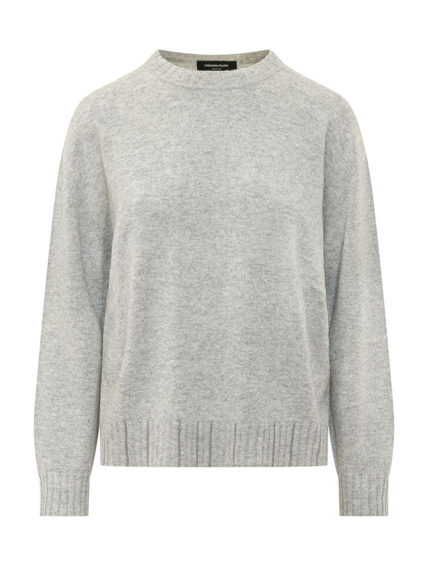 Grey Solid Crew Neck Sweater
