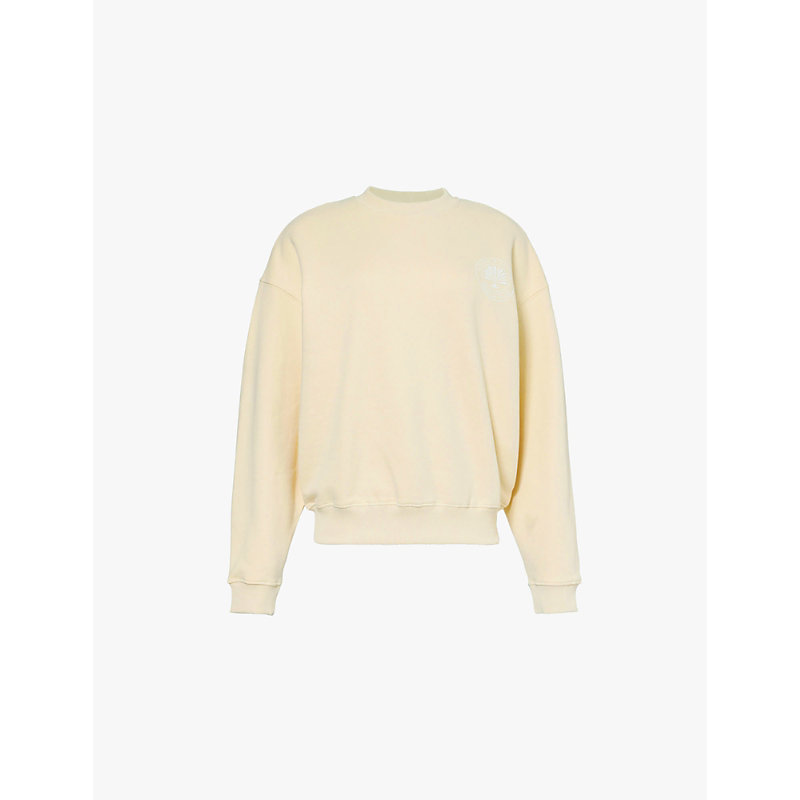 Womens Butter Yellow Logo-print Relaxed-fit Organic-cotton Sweatshirt 