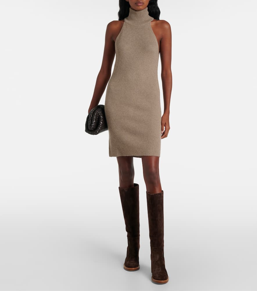 Carmen ribbed-knit cashmere minidress