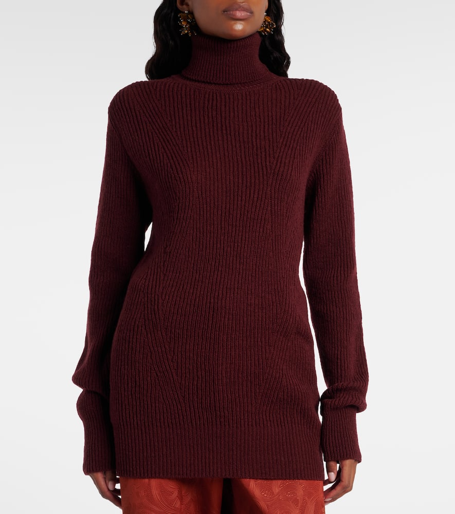 Ribbed-knit wool turtleneck sweater
