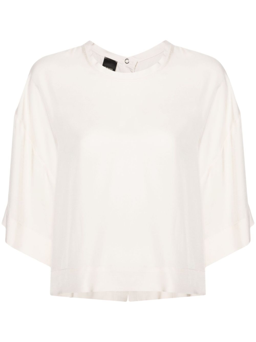 Boat-neck short-sleeve blouse - White