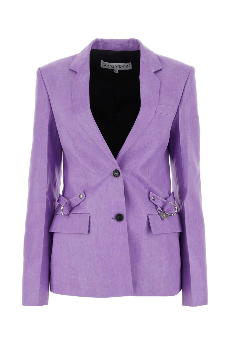 Notched-lapels button-fastening blazer - Purple