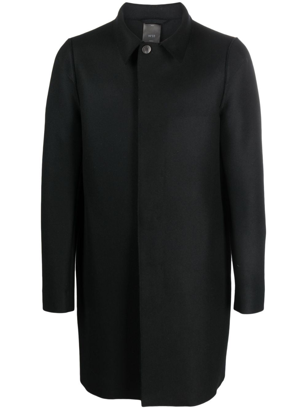 Single-breasted cotton-wool coat - Black