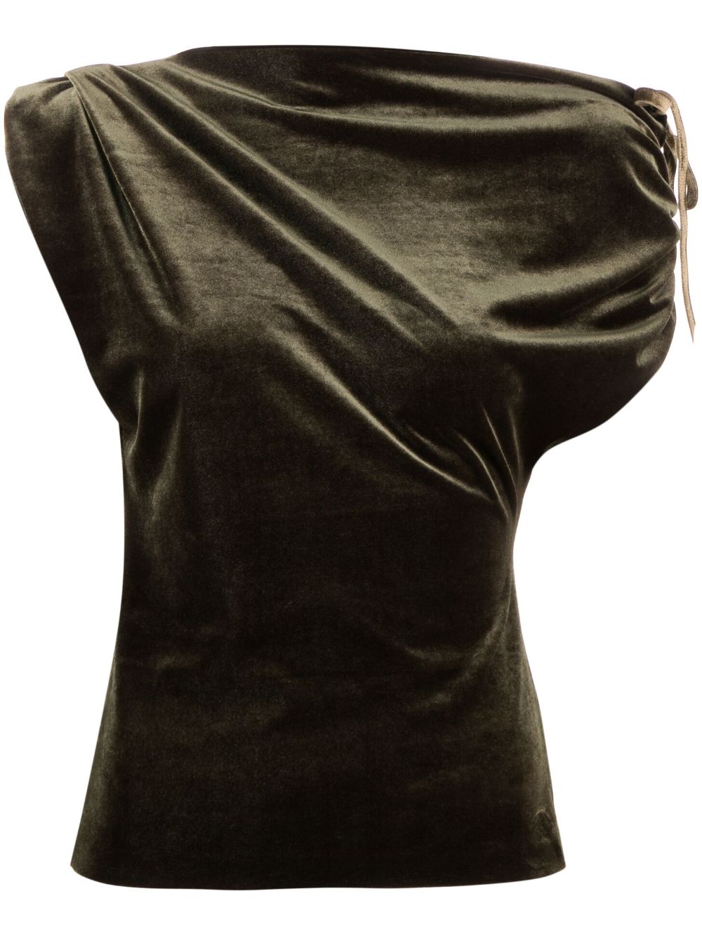Off-shoulder velvet top - Green