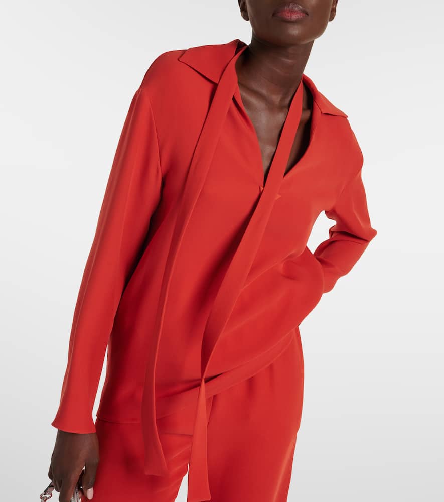Tie-neck silk blouse